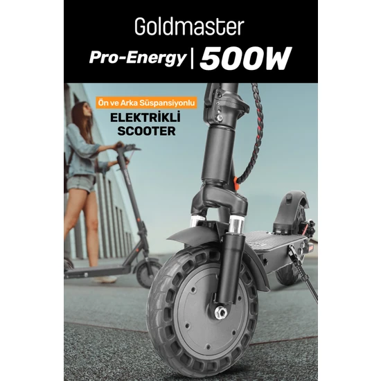 Goldmaster Pro-Energy 500W Ön Arka Süspansiyon 10” Patlamaz Tekerlikli Elektrikli Scooter