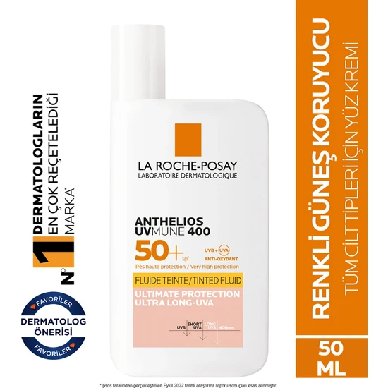 hepsiburada La Roche Posay Anthelios Uvmune Fluid Spf+50 Tüm Ciltler Için Yüksek Korumalı Renkli Yüz Güneş Kremi