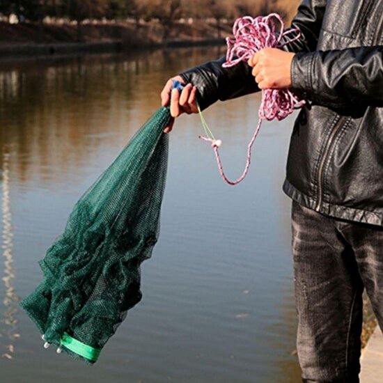 Ebedi Şemsiye Balık Ağı Yakalama Tutma Filesi 16 Cepli Büyük Boy Taşınabilir Serpme Balık Tuzağı