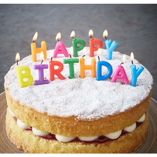 ATHY Parti Aksesuar Happy Birthday Yazılabilen Rengarenk Doğum Günü Mumu