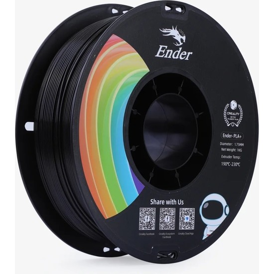 Creality Ender 1.75MM Siyah PLA+ Filament 1kg Yüksek Baskı Kalitesi ve Güçlü Performans