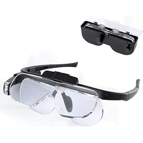 Leidory Şarjlı Gözlük Tip Büyüteç Mercek Lup Lensleriyle Taşıma Çantalı