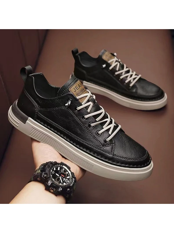 Good Shop 2023 Yaz Yeni Erkek Ayakkabıları Tüm Maç Spor Küçük Beyaz Düz Ayakkabı Erkek Rahat Slip-On Deri Ayakkabı Su Geçirmez Moda Ayakkabılar (Yurt Dışından)