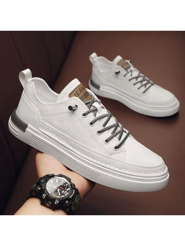 Good Shop 2023 Yaz Yeni Erkek Ayakkabıları Tüm Maç Spor Küçük Beyaz Düz Ayakkabı Erkek Rahat Slip-On Deri Ayakkabı Su Geçirmez Moda Ayakkabılar (Yurt Dışından)
