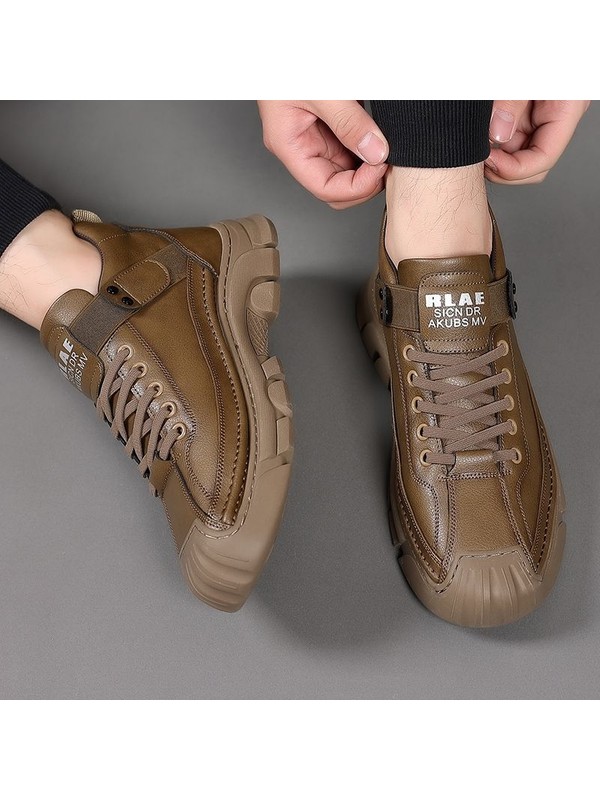 Xiao'jing Erkek Ayakkabıları 2023 Yeni Spor Eğlence Ayakkabı Erkek Aşınmaya Dayanıklı Tüm Maç Trendi Erkek Deri Yumuşak Alt Dikiş Deri Ayakkabı Erkekler (Yurt Dışından)