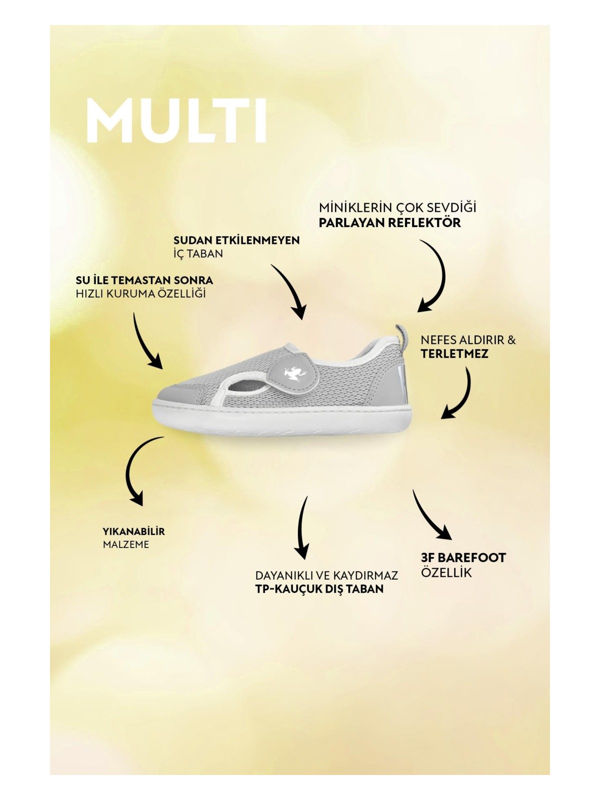 Hopfrög Multi Gri Mix Barefoot Çocuk Ayakkabı - Görsel 8