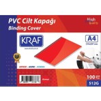 Kraf A4 PVC Cilt Kapağı 160 Micron 100'lük Kırmızı Kalite Ofis ve Okul Kullanımı İçin