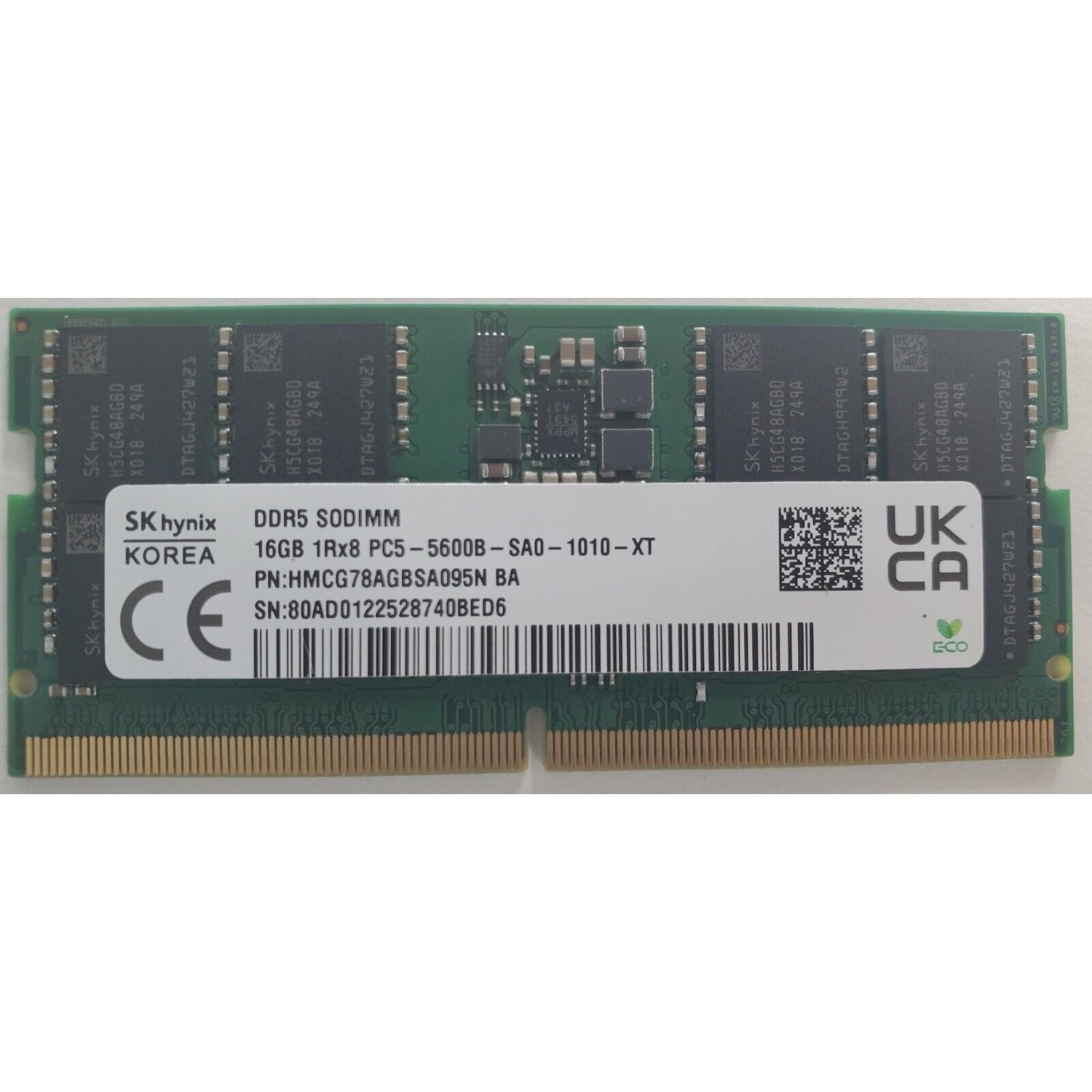 1 pièce de mémoire RAM 16GB 16G 1RX8 DDR5 5600B pour