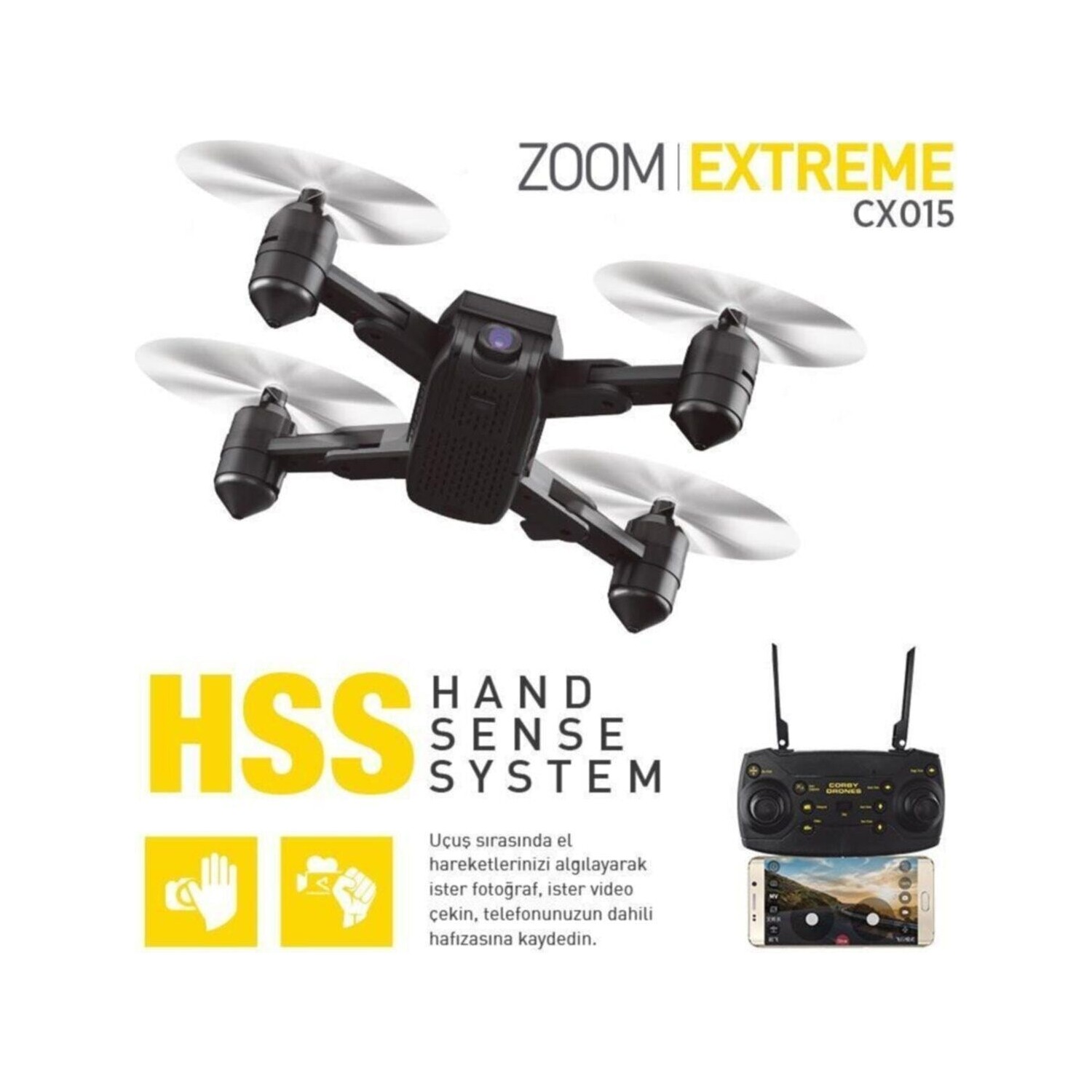 Corby CX015 Wifi Kameralı Katlanabilir 1080P Smart Drone + 3 Fiyatı