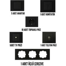 Ovivo Grano Siyah Anahtar & Priz Set