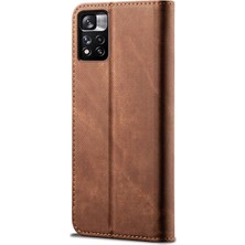 Eabhulie Xiaomi Redmi Note 11 Pro / Note 11 Pro+ Için Kot Deri Flip Cüzdan Standlı Telefon Kılıfı - Kahverengi (Yurt Dışından)