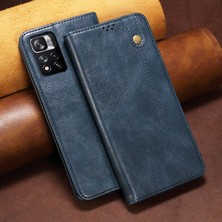 Eabhulie Xiaomi Redmi Note 11 Pro / Note 11 Pro+ Için Pu Deri Manyetik Flip Cüzdan Standlı Telefon Kılıfı - Mavi (Yurt Dışından)