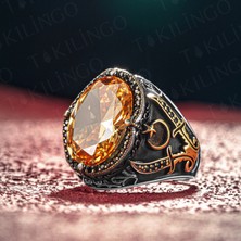Takılingo 925 Ayar Gümüş Zirkon Taşlı Ayyıldız Işlemeli Usta Isi Erkek Yüzük