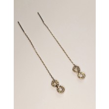 925 Ayar Gümüş Zirkon Taşlı Sonsuzluk Trend Zincir Kadın Küpe Yılbaşı Yeni Yıl Hediye