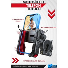 Zoli Motosiklet-Bisiklet Titreşim Azaltıcı Mukavemetli Gidon ve Ayna Bağlantılı Motosiklet Telefon Tutucu