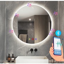 Buğusan 60 cm Çap Bluetoothlu Buğu Çözücülü Dokunmatik Işıklı Ledli Yuvarlak Banyo Aynası