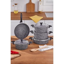 Taç Mega 9 Parça Tencere Seti Gri