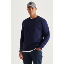 Altınyıldız Classics Erkek Lacivert Standart Fit Normal Kesim Içi Polarlı 3 Iplik Bisiklet Yaka Pamuklu Sweatshirt