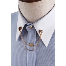 Kravatkolik Altın Renk Kuru Kafa Motifli Gömlek Yaka Zinciri GI236