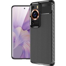 HEPTEKİLETİŞİM Huawei P60 Pro Kılıf Kamera Çıkıntılı Karbon Fiber Dokulu Renk Atmaz Koruyucu Kapak (Negro)