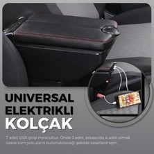 NKT GROUP Oto Kolçak Kol Dayama Çift Açılır 7 USB Girişli Tüm Araçlara Uyumlu Kolçak Siyah