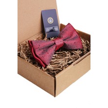 Kravatkolik Kırmızı - Füme Nokta Desen Papyon P871