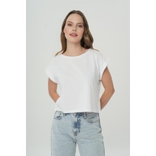 Cross Jeans Beyaz Oversize Kısa Kollu T-Shirt 56105-008