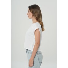 Cross Jeans Beyaz Oversize Kısa Kollu T-Shirt 56105-008