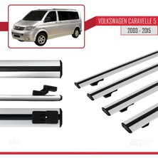 Volkswagen Caravelle (T5) 2003-2015 Arası ile Uyumlu Basıc Model Ara Atkı Tavan Barı Gri 4 Adet