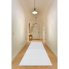 Valery Home Yıkanabilir Kaymaz Tabanlı Nova Kesme Rulo Halı Yolluk Beyaz