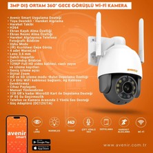 Avenir Gece Görüşlü Akıllı Güvenlik Kamerası -Dış Ortam  360° Dönebilen App Kontrol AV-S300 AV-S300 3mp