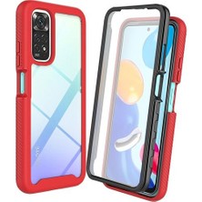 Bestone Xiaomi Redmi Note 11 Pro Için Bumper Yerleşik Ekran 360 Tam Koruma Kılıf Kapaklı - Kırmızı (Yurt Dışından)