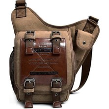 Bestone Erkek Vintage Küçük Kanvas Omuz Çantası Crossbody Cüzdan (Yurt Dışından)