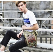 Bestone Erkek Vintage Küçük Kanvas Omuz Çantası Crossbody Cüzdan (Yurt Dışından)