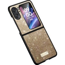 Xshop Oppo Find N2 Flip 5g Pu Deri Kaplamalı Pc + Tpu Anti-Drop Telefon Kılıfı Glitter Pullar Anti-Kılavuz Kapak (Yurt Dışından)