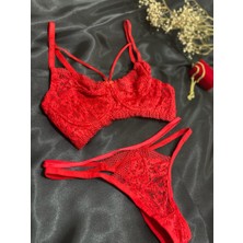 Le Tonnerre Kadın Kırmızı Kapsız Balenli Bralet Takımı
