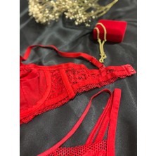 Le Tonnerre Kadın Kırmızı Kapsız Balenli Bralet Takımı