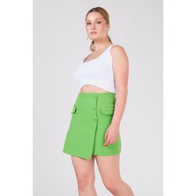 Giyim Dünyası Kadın Cep Detaylı Etek Yeşil