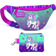 Coral High Yeşil Mor Pegasus Bel Çantası ve Bozuk Para Çantası Seti - Kız Çocuk
