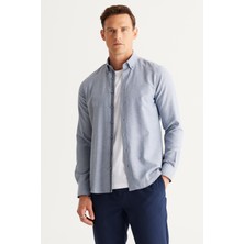 Altınyıldız Classics Slim Fit Düğmeli Yaka İndigo Erkek Gömlek 4A2024100006