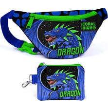 Coral High Mavi Yeşil Dragon Bel Çantası ve Bozuk Para Çantası Seti - Erkek Çocuk