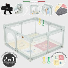 Elele Parma 2in1 Oyun Parkı Oyun Alanı ve Oyun Matı Halısı 125 x 125 cm Açık Gri