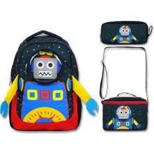Famebag Famebag-Ümit Çanta Lisanslı Robot Okul Sırt Çantası -Beslenme ve Kalemlik Çantası Seti