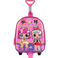 Dzc Kuzenler Avm Anaokulu Kreş Çocuk Valiz Sırt Çantası Çekçekli Tekerlekli Lol Bebek Kız