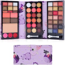 MUJGAN 3 Katlı Cüzdan Far - Allık - Pudra Seti Ayıcık Desenli Mor