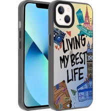 Voyo iPhone 14 Seyahat Desenli Kılıf Çıkıtılı Kamera Voyo Kapak