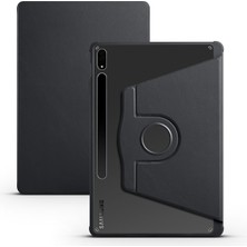 Case 4U Samsung Galaxy Tab S8 Plus SM-X800 Tablet Kılıf Termik Kalem Bölmeli Dönebilen Standlı Pu Deri Arkası Yumuşak Silikon 360 Tam Koruma Siyah