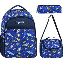 Cakard Uzay Desenli Ilkokul Sırt Çantası-Beslenme + Kalemlik 3'lü Set