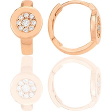 Söğütlü Silver Gümüş Rose Zirkon Taşlı Halka Küpe SGTL12262ROSE
