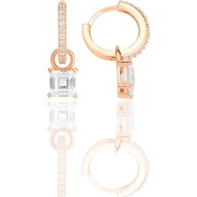 Söğütlü Silver Gümüş Rose Baget Kesim Zirkon Taşlı Halka Küpe SGTL12250ROSE